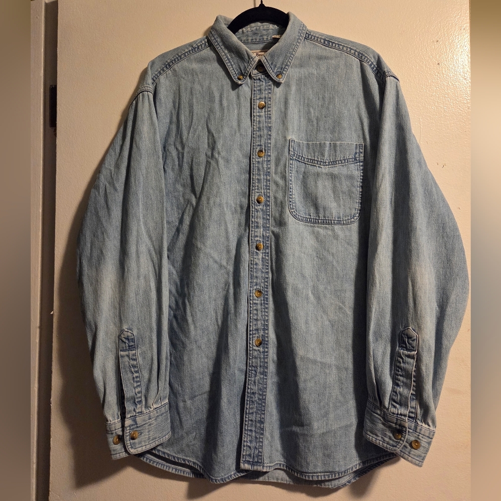 L.L. Bean Men's Casual Blue Denim Shirt